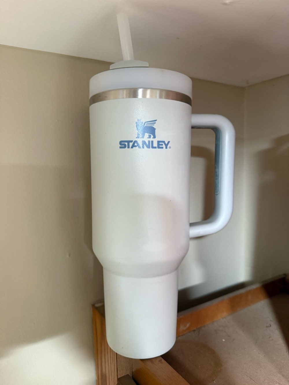 Stanley off white/fog Travel Tumbler with Handle and Straw Lid